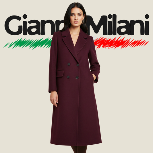 Abrigo Clásico de Paño Largo Granate