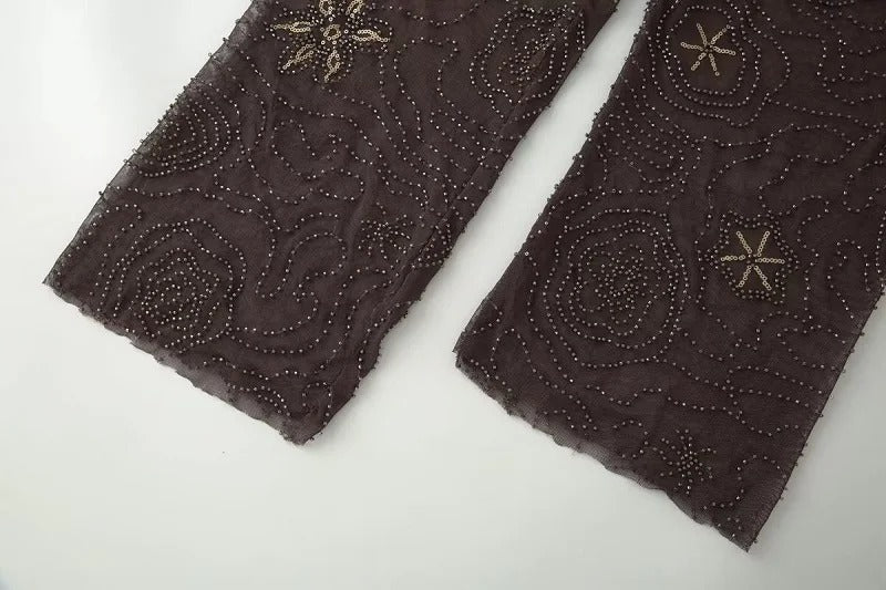 Pantalones Happy Flowers Marrones con estrellas