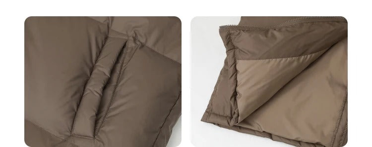 Chaquetón Largo de Plumas Marrón