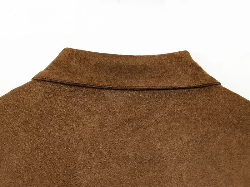 Chaqueta de Piel Marrón con Cremallera