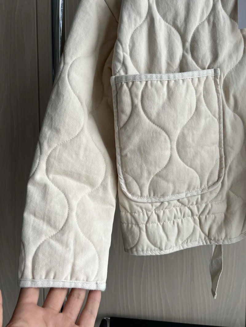 Chaqueta Acolchada de Relieve Beige