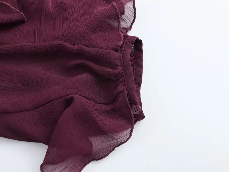 Camisa de Volantes Berenjena