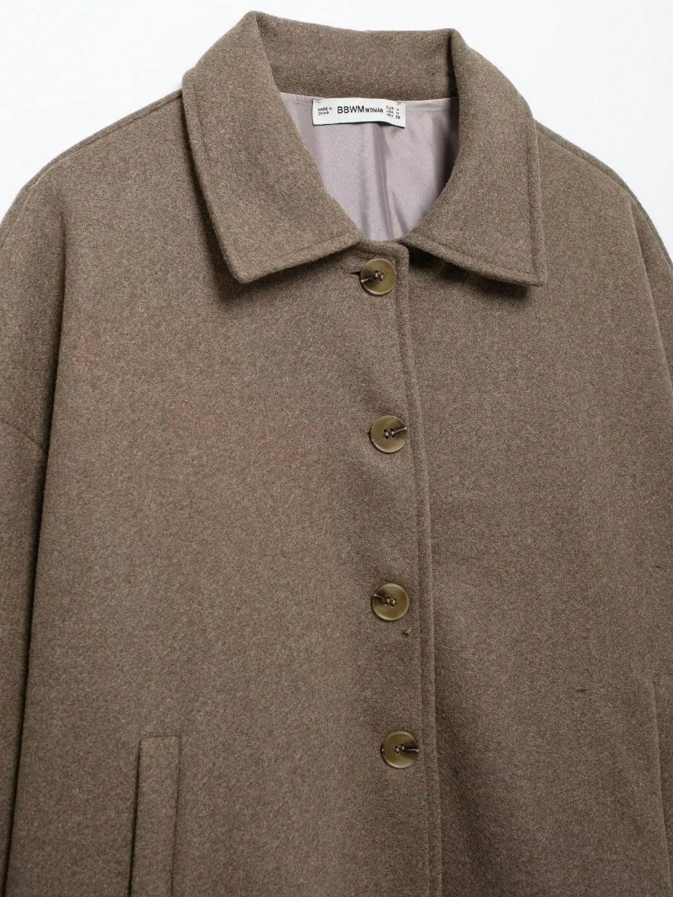 Chaqueta Bomber de Paño con Cuello Clásico