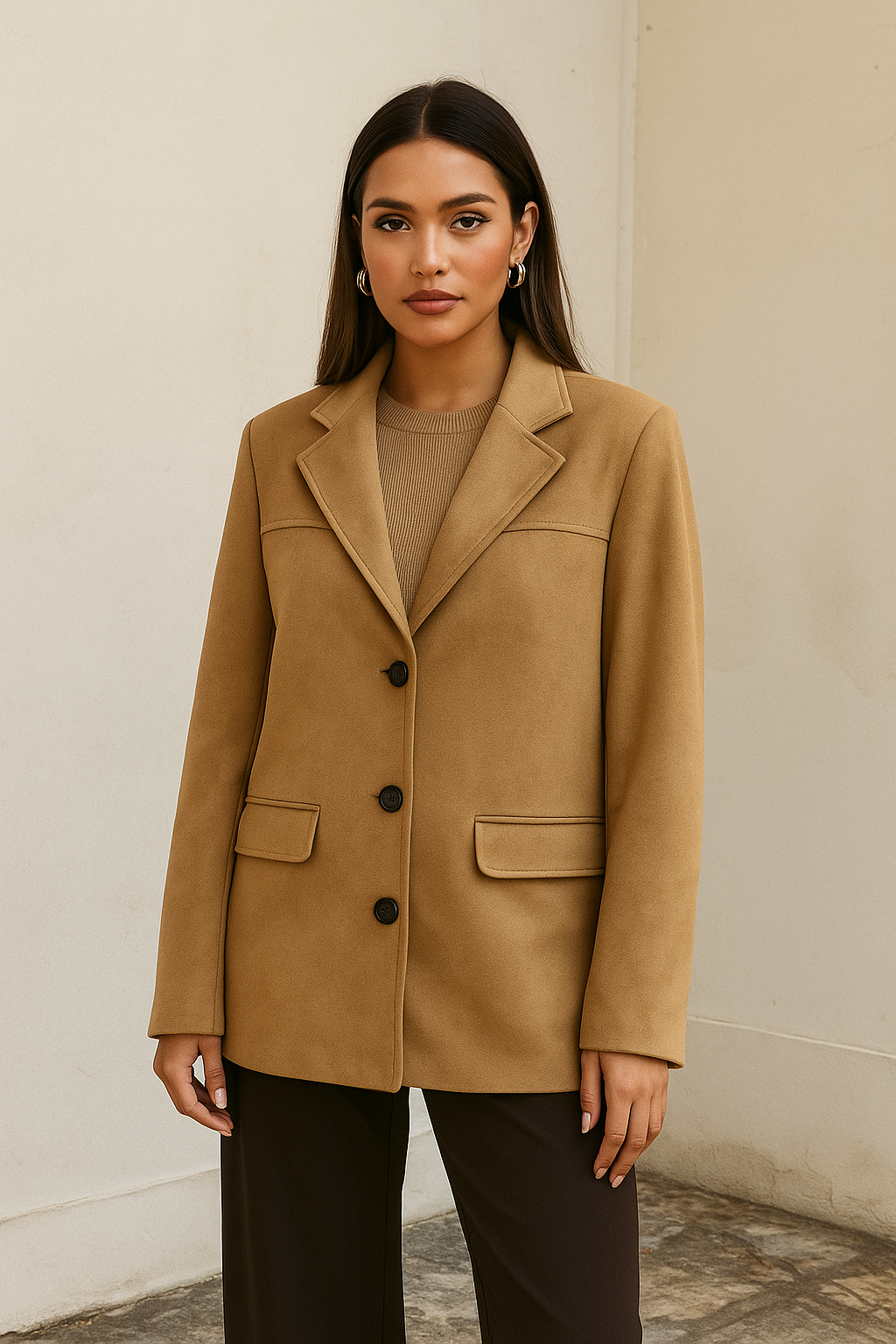 Chaqueta Marrón de Gamuza de Entretiempo