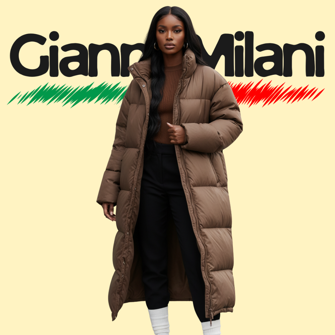 Chaquetón Largo de Plumas Marrón