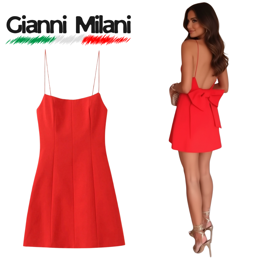 Vestido Rojo con Espalda Descubierta y Lazo