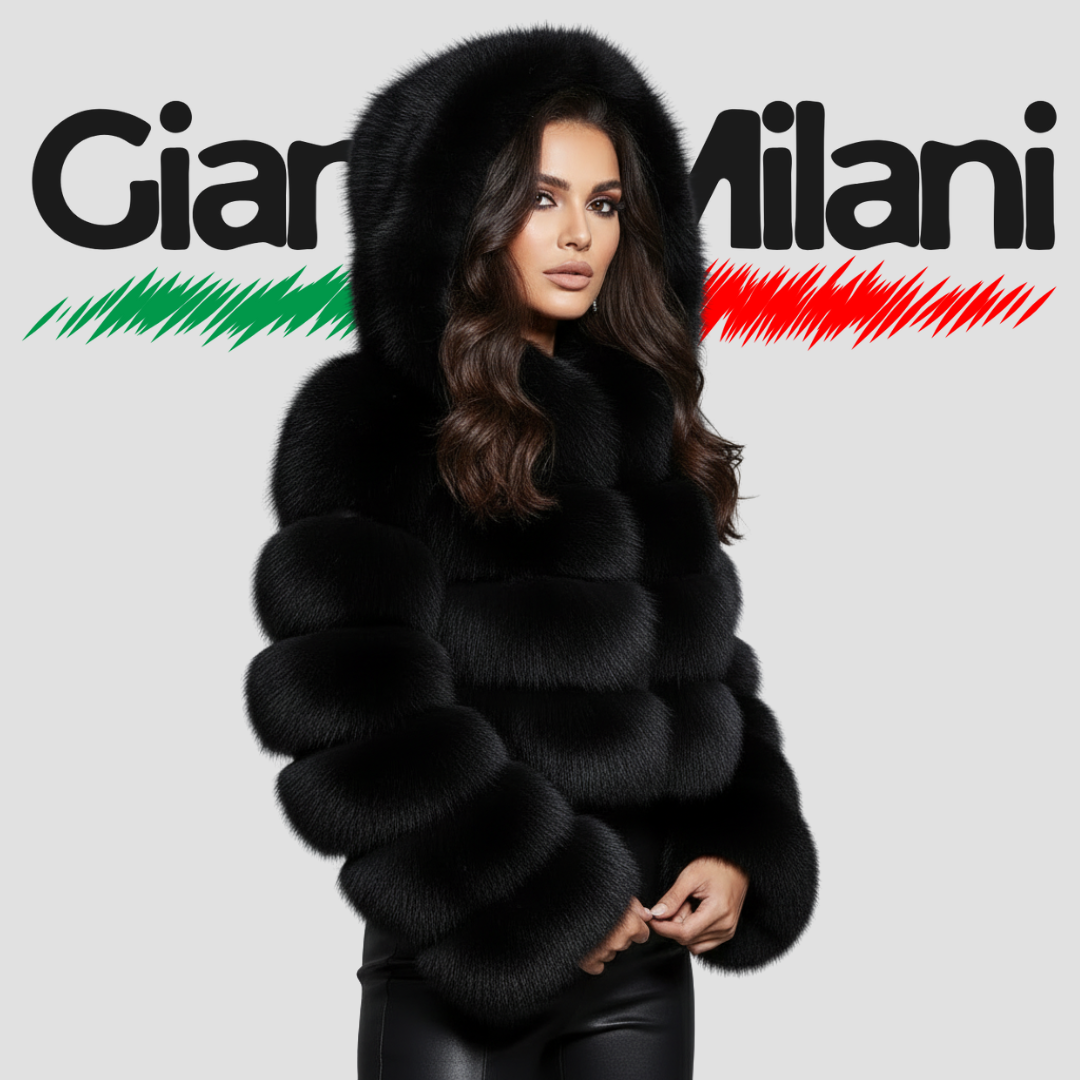 Abrigo de Pelo Negro con Capucha