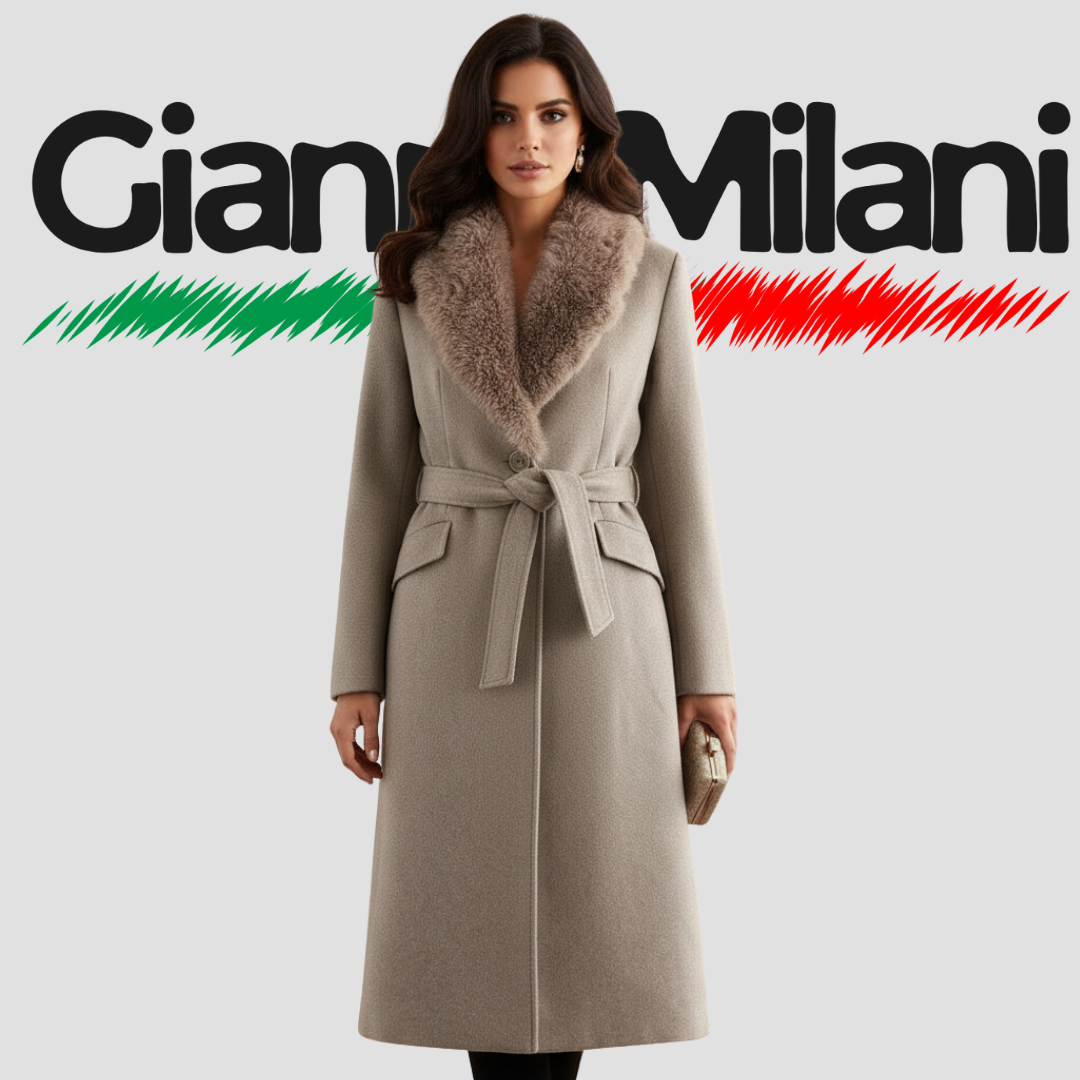 Abrigo Largo Marrón con Solapas de Pelo