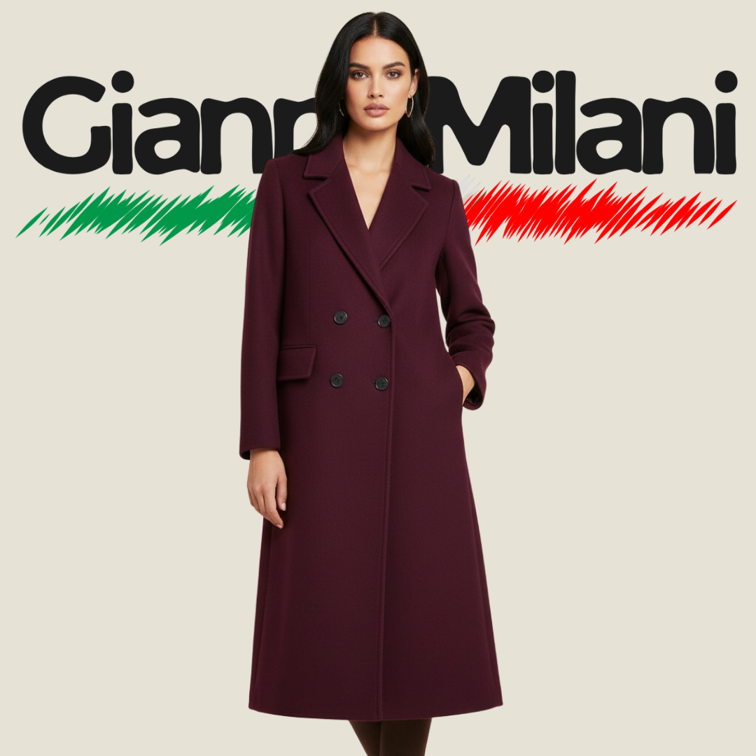 Abrigo Clásico de Paño Largo Granate