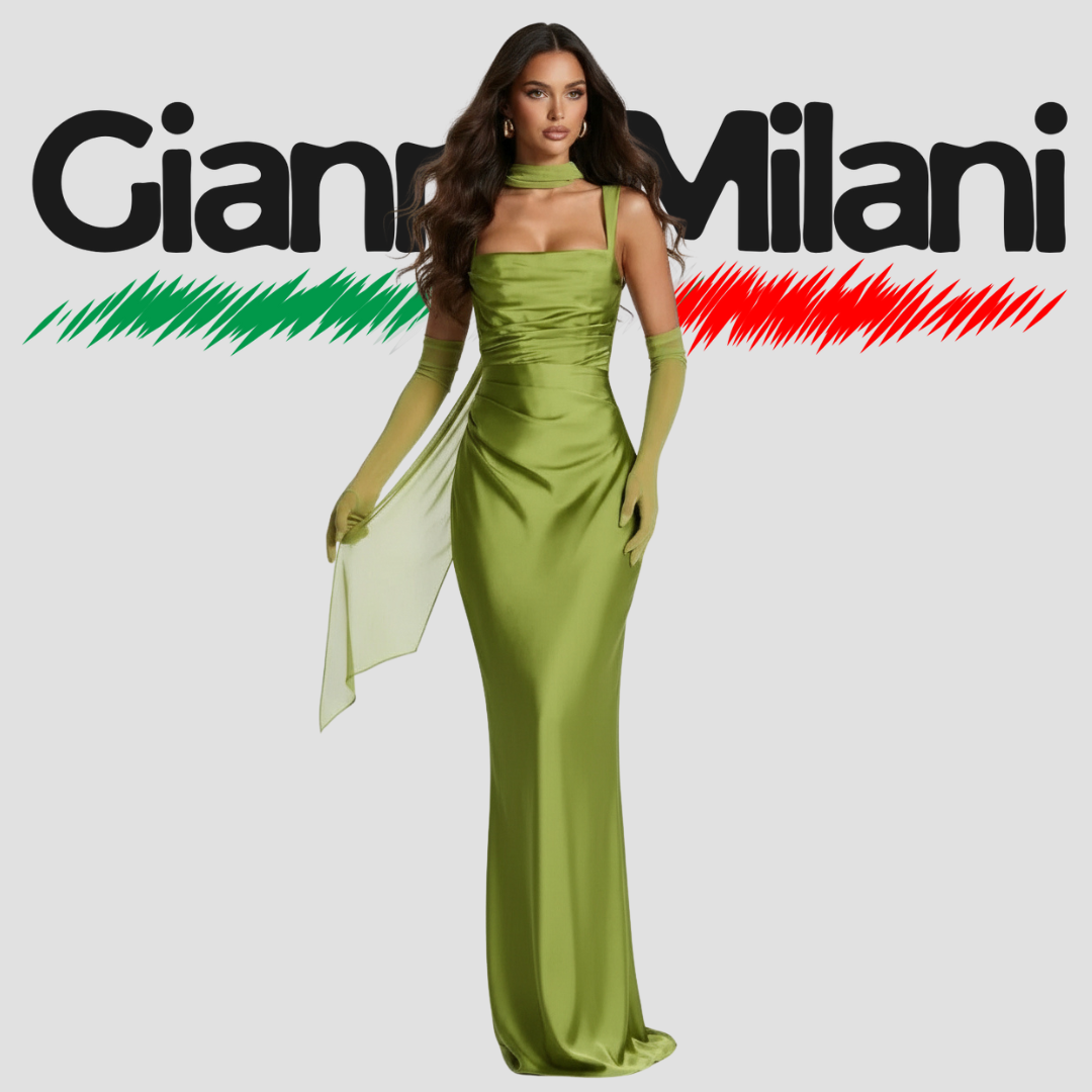 Vestido de Fiesta Largo Verde con Escote