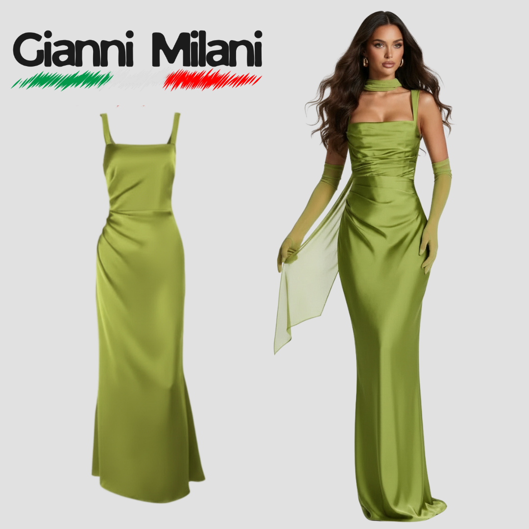 Vestido de Fiesta Largo Verde con Escote