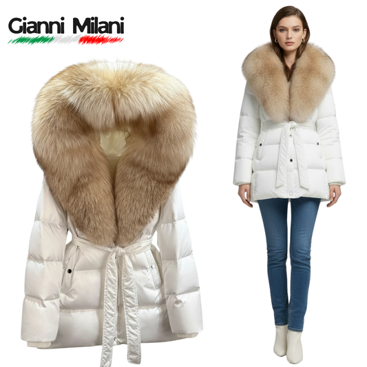 Plumón Blanco de Pelo Marrón