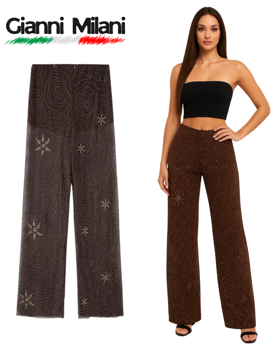 Pantalones Happy Flowers Marrones con estrellas