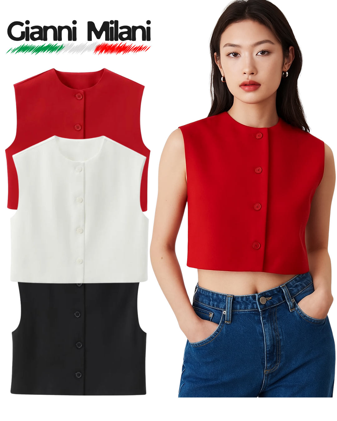 Chaleco sin mangas abotonado