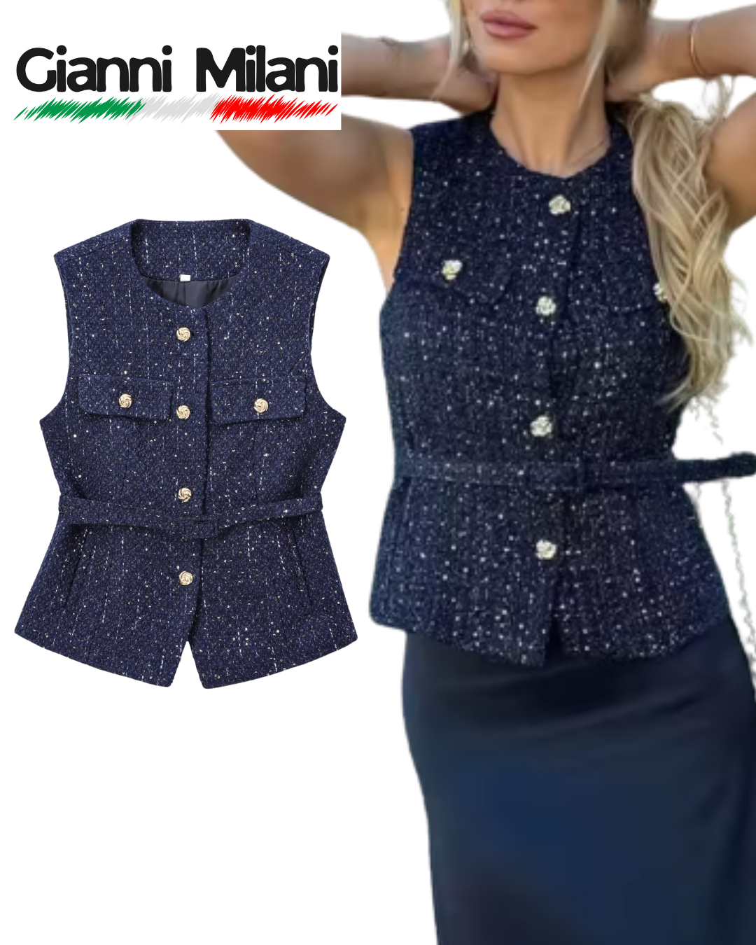 Chaleco Texturizado Mujer Azul