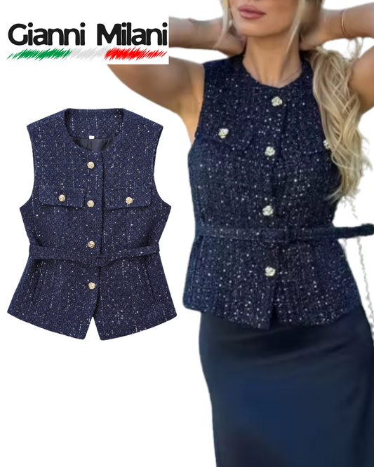 Chaleco Texturizado Mujer Azul