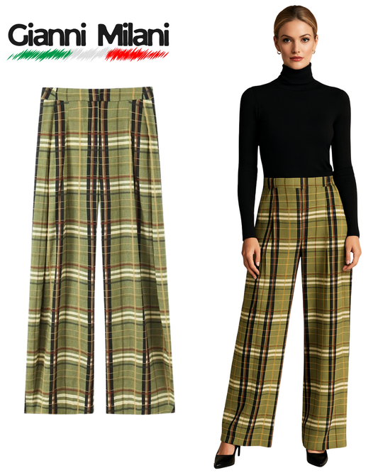 Pantalón Olguero de Cuadros Verde Militar