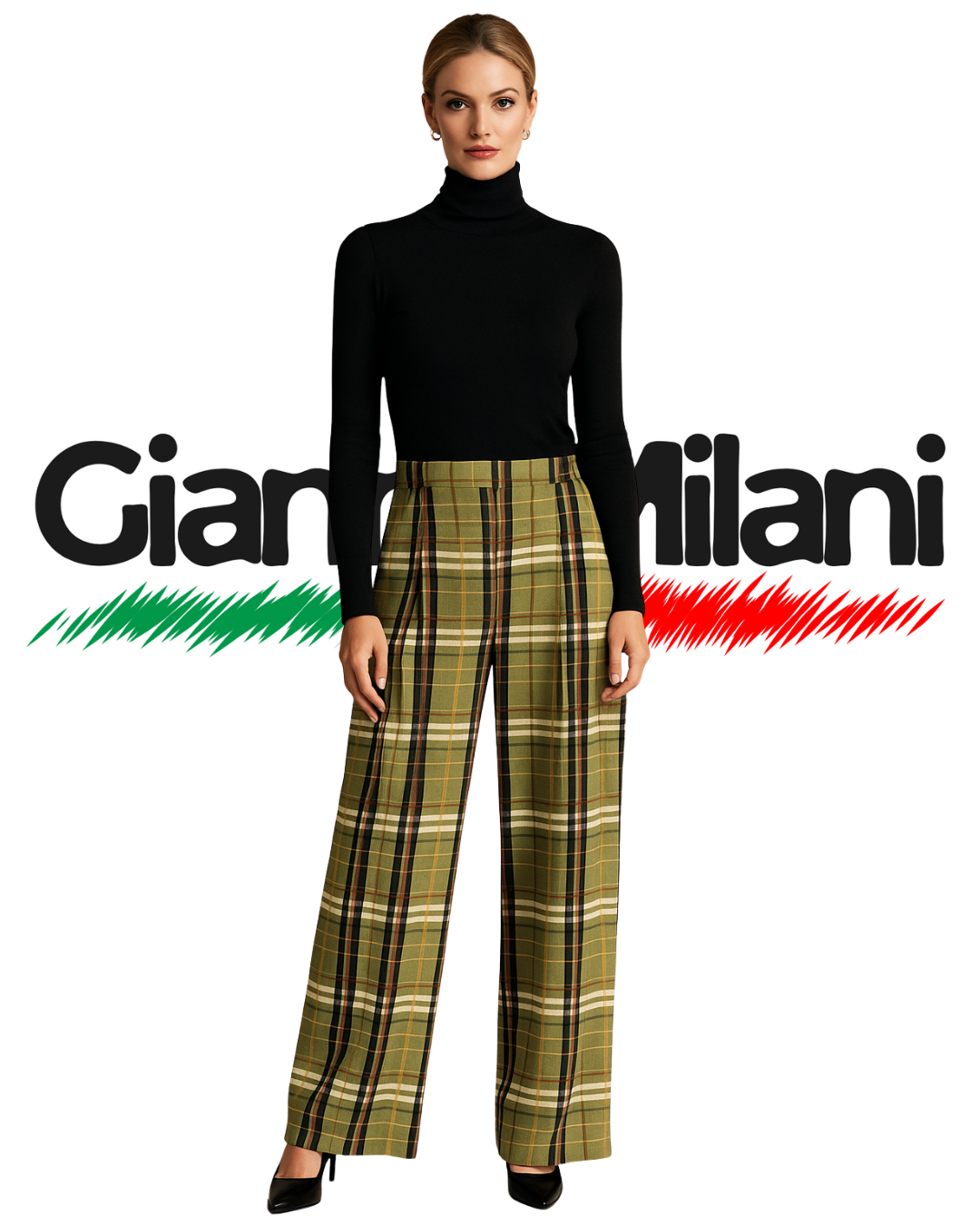 Pantalón Olguero de Cuadros Verde Militar