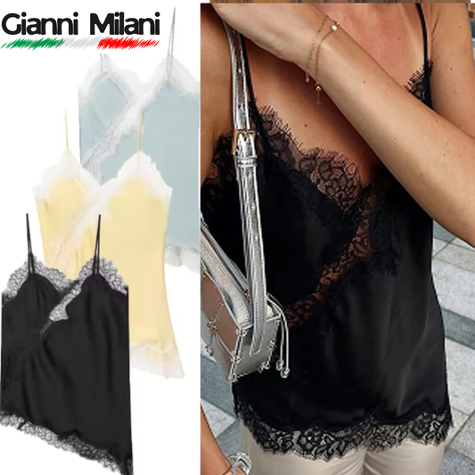 Top Asimétrico de Encaje Negro