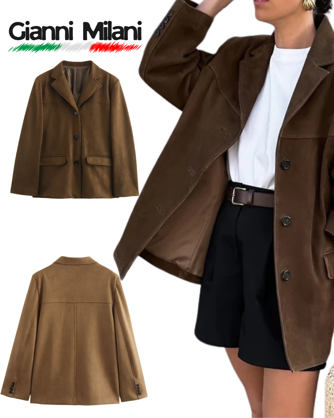 Chaqueta Marrón de Gamuza de Entretiempo