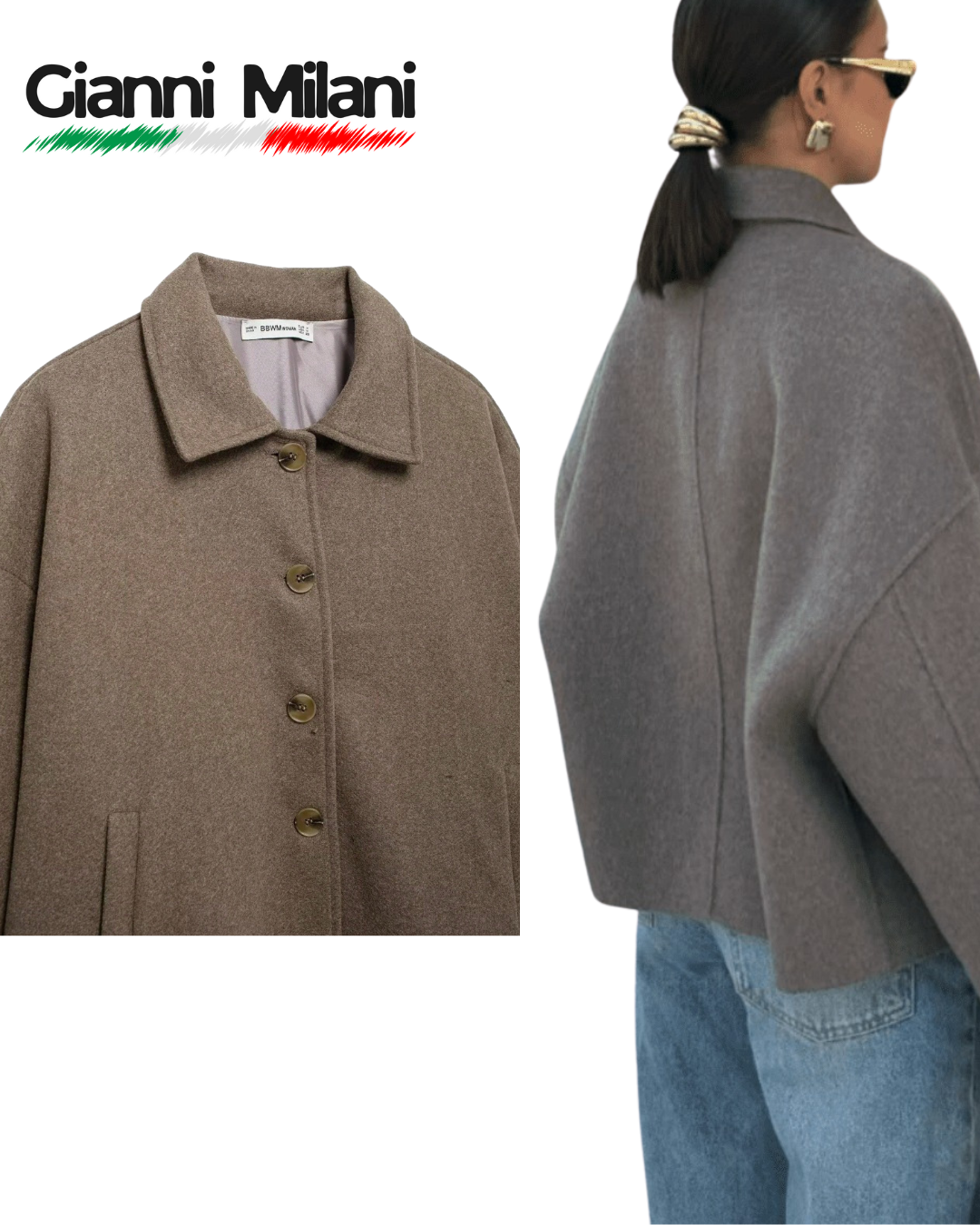 Chaqueta Bomber de Paño con Cuello Clásico