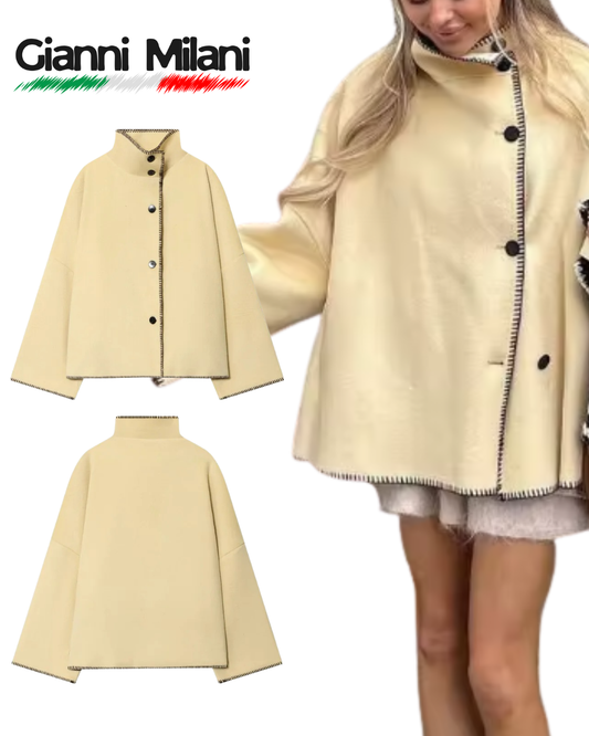Chaqueta Bomber Abotonada de Lado Beige