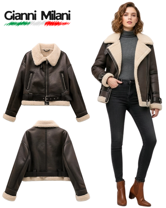 Abrigo Marrón con Borrego Interno