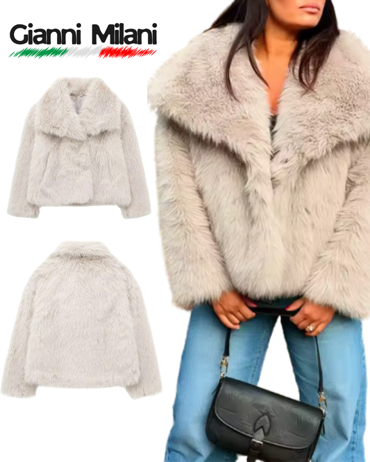 Abrigo de Pelo Sintético Gris