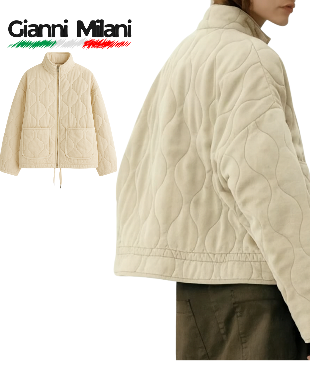 Chaqueta Acolchada de Relieve Beige