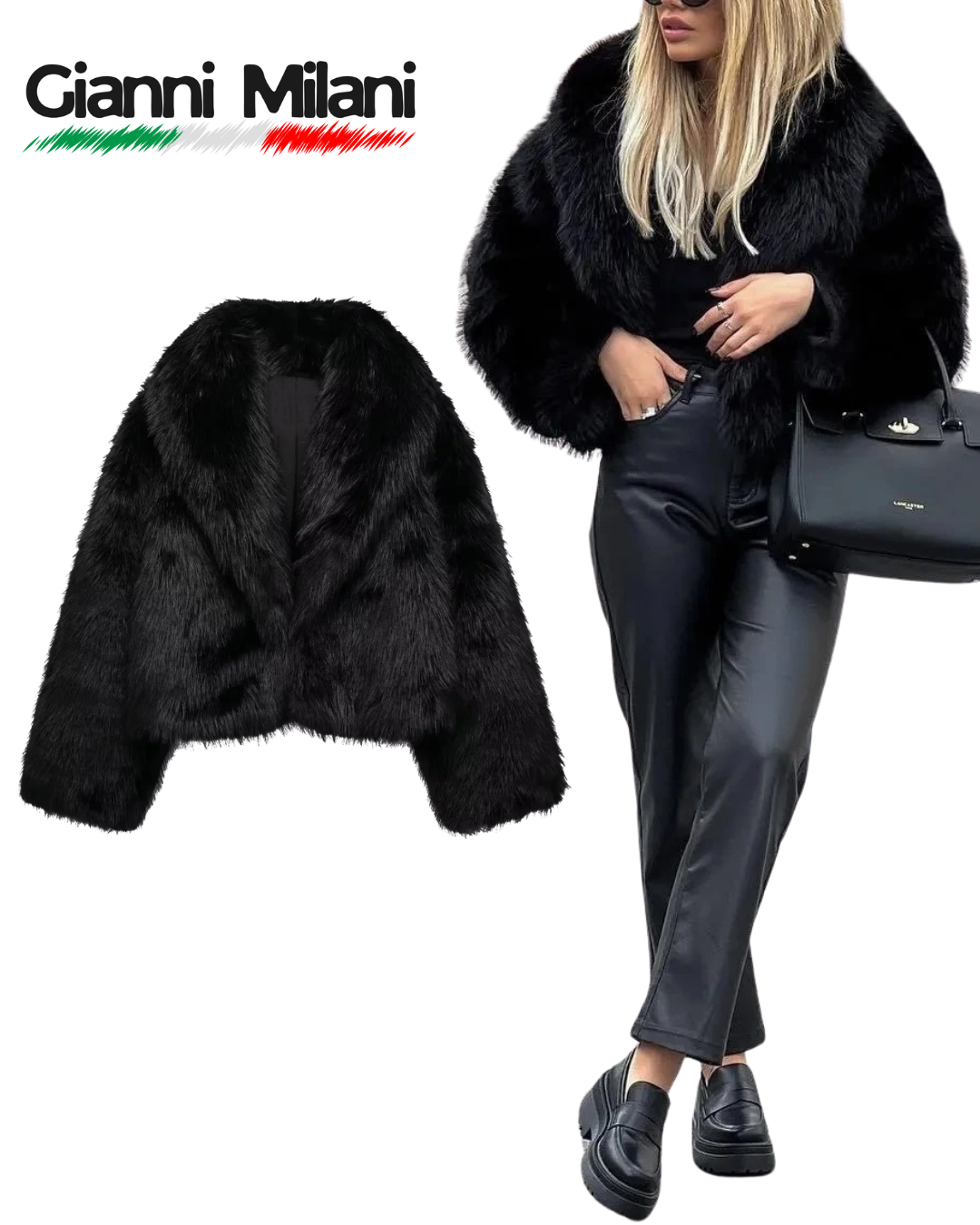 Abrigo de Pelo Sintético Negro