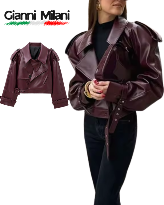 Chupa de Cuero Sintético Burdeos