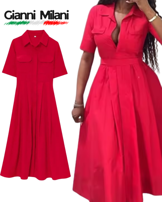 Vestido de Escote Largo Fusia