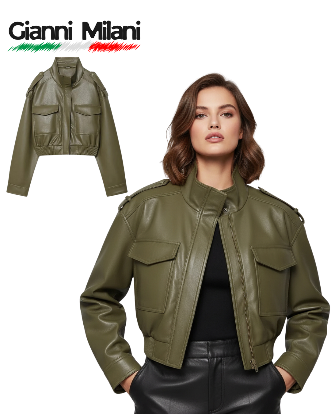 Chupa de Cuero Sintético Kaki