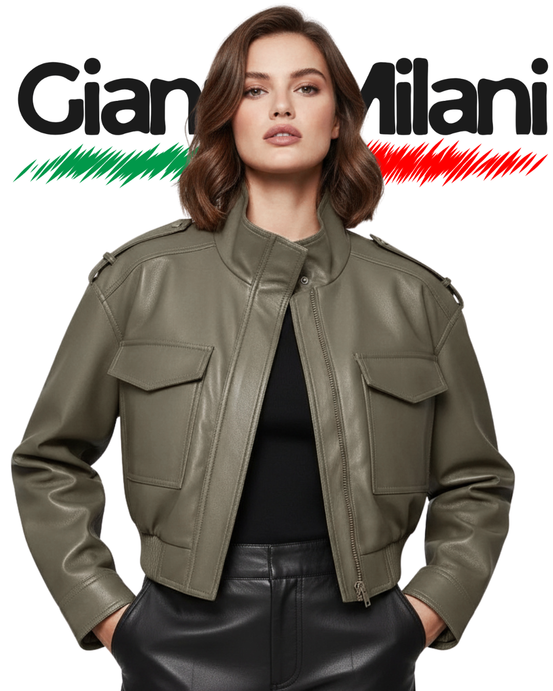 Chupa de Cuero Sintético Kaki