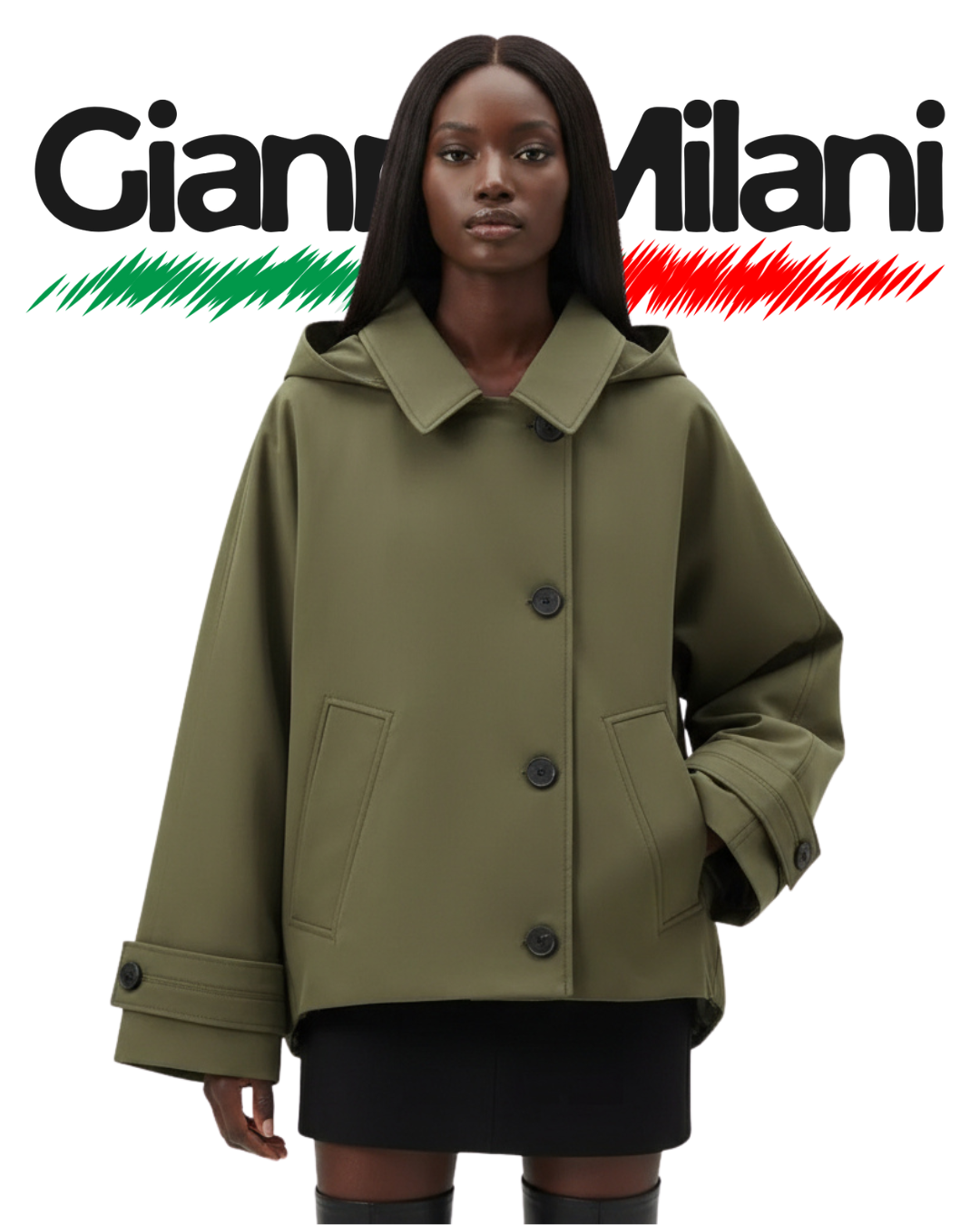 Chaqueta Verde Militar con Capucha