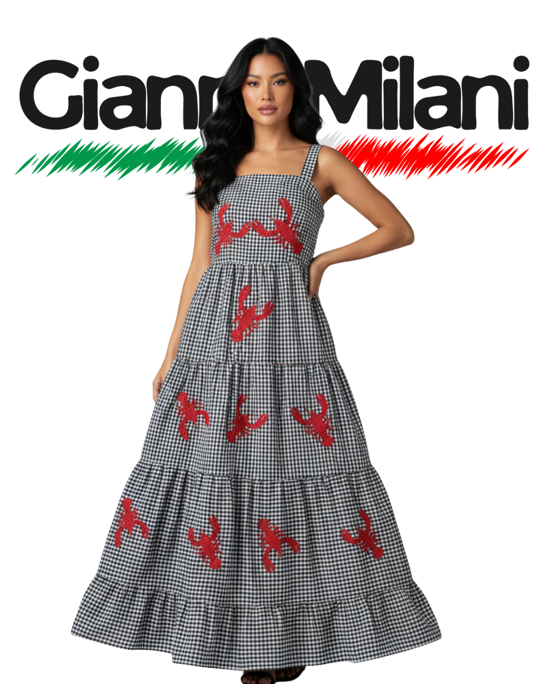 Vestido Largo de Cuadros con Estampados