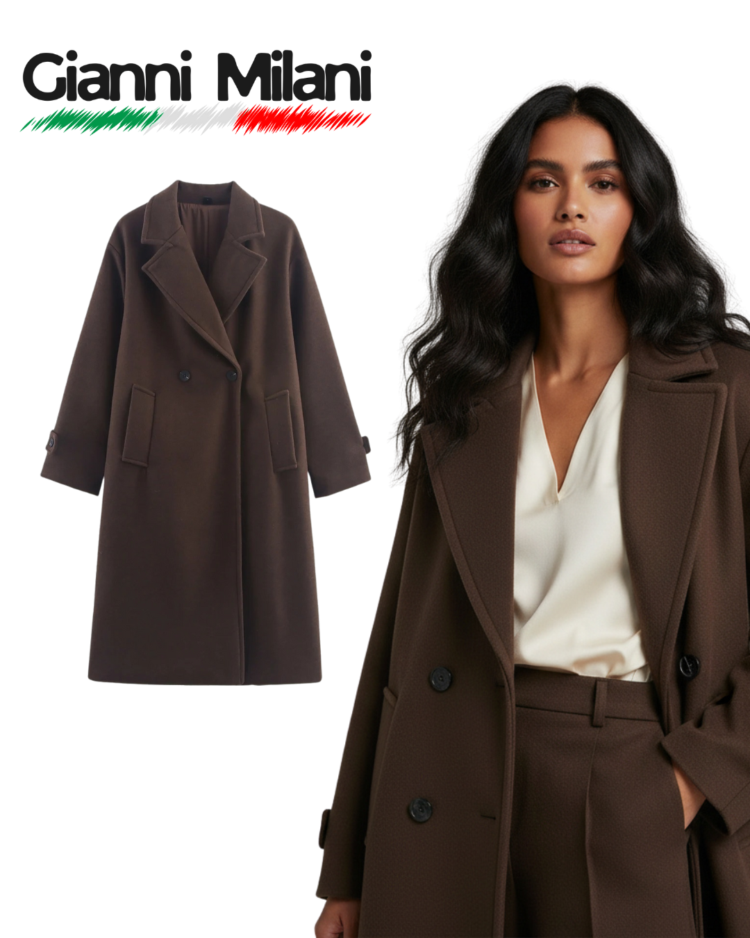 Chaqueta Larga de Paño Marrón