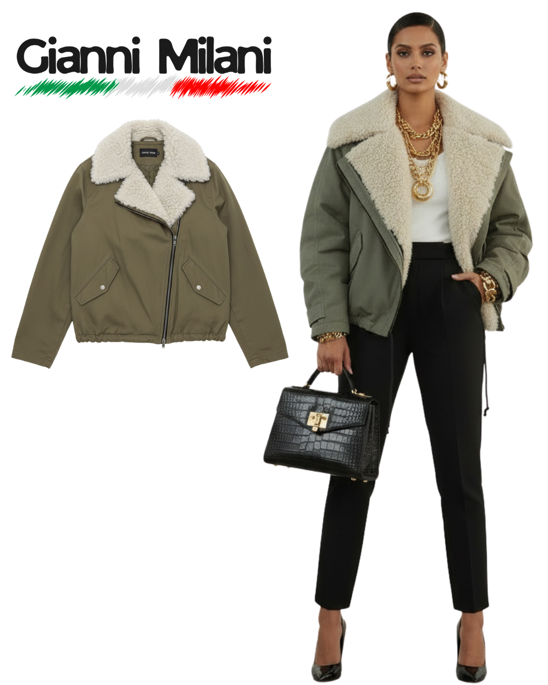 Chaquetón Verde Militar con Pelo