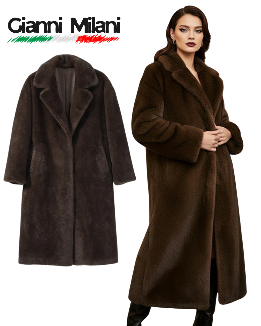 Abrigo de Pelo Marrón Largo