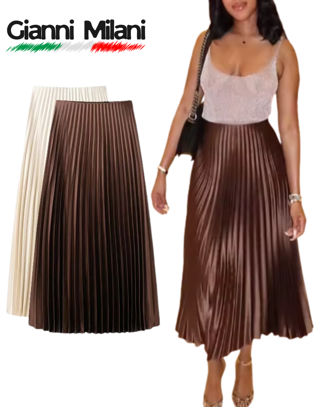 Falda Larga de Pliegues con Volantes