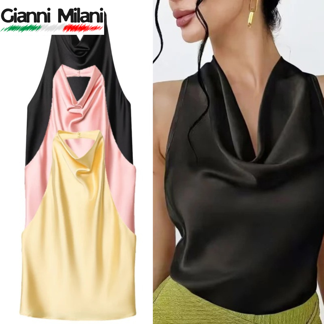 Top Halter Satinado sin Hombros