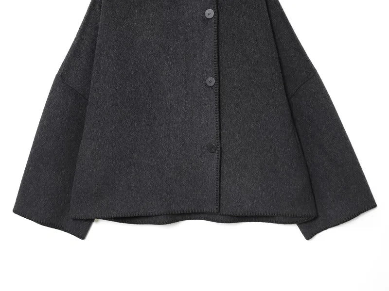 Chaqueta Bomber Abotonada de Lado Negra