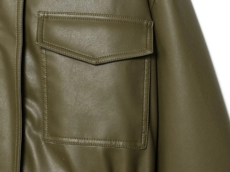 Chupa de Cuero Sintético Kaki