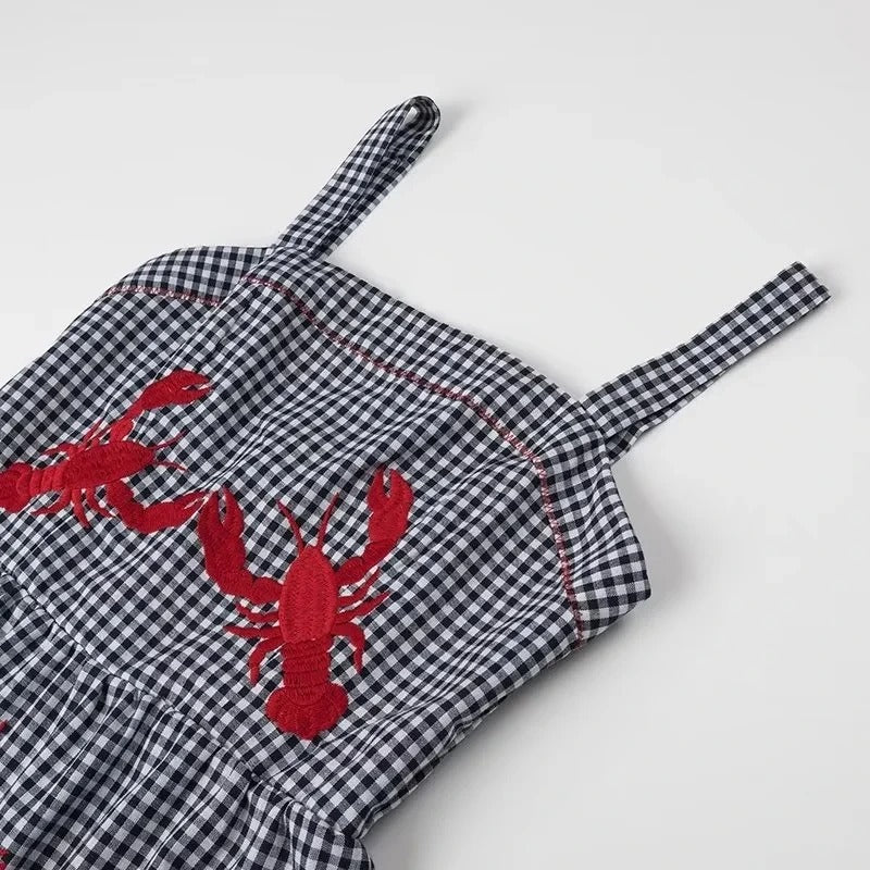 Vestido Largo de Cuadros con Estampados