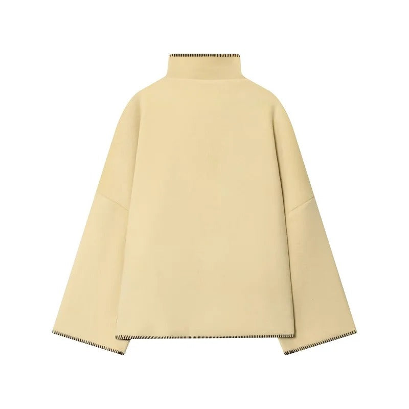 Chaqueta Bomber Abotonada de Lado Beige