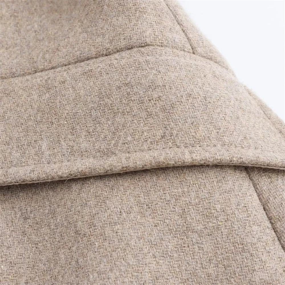 Abrigo Largo Marrón con Solapas de Pelo