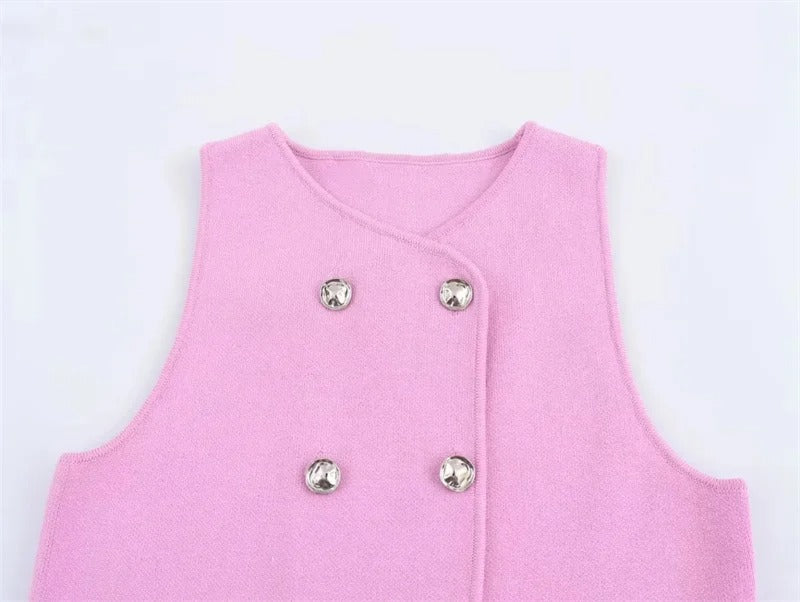 Camiseta Rosa Botones de Tirantes