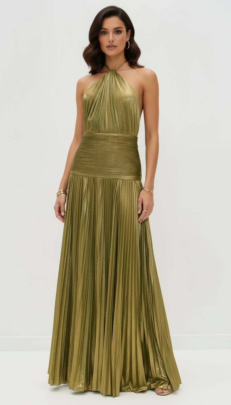 Vestido de Fiesta Largo Verde Militar