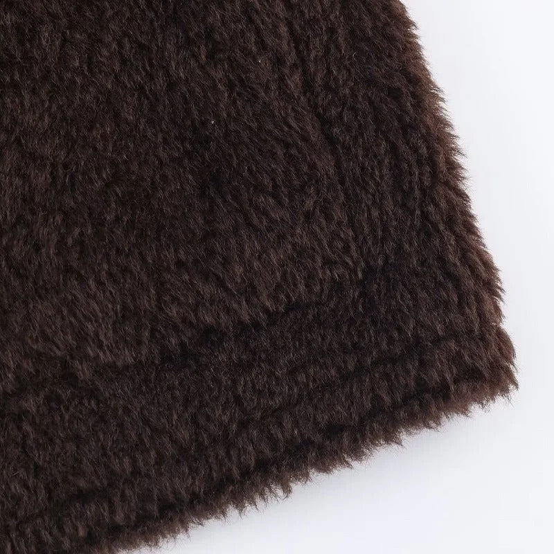 Chaqueta de Borrego con Cremallera Marrón