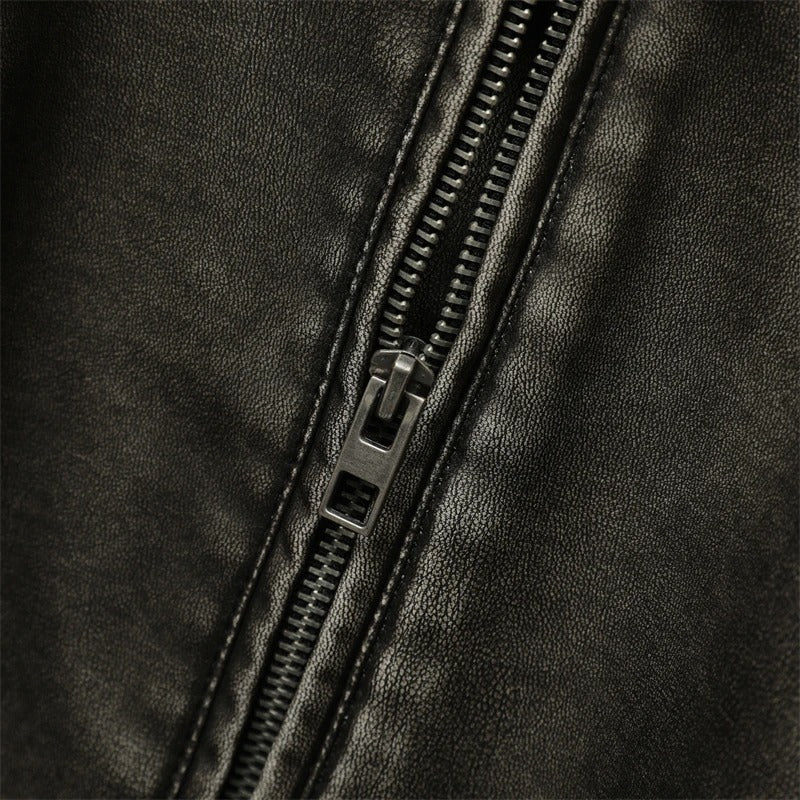 Chupa Bomber Negra Efecto Desgastada